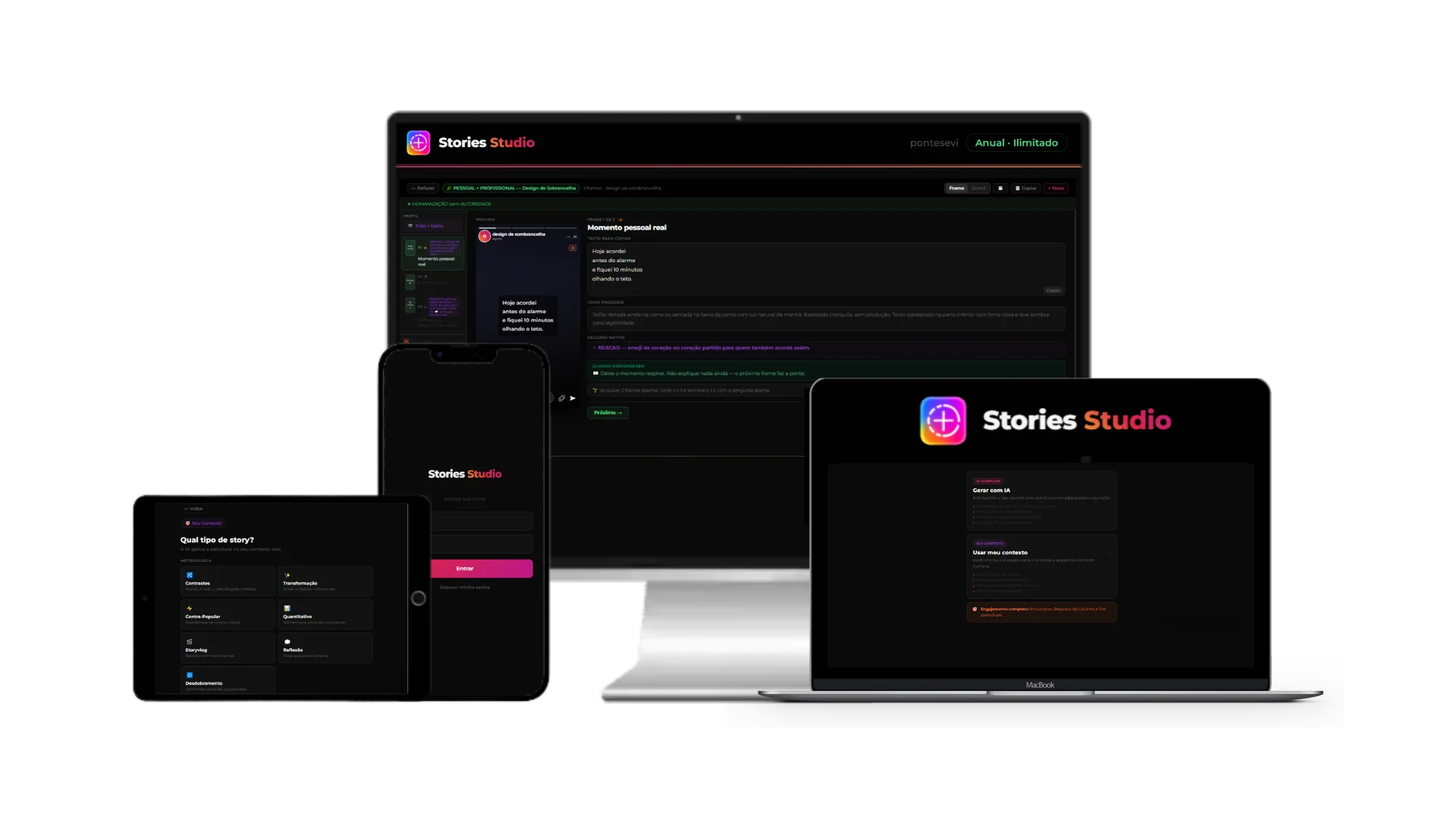 Stories Studio em todos os dispositivos